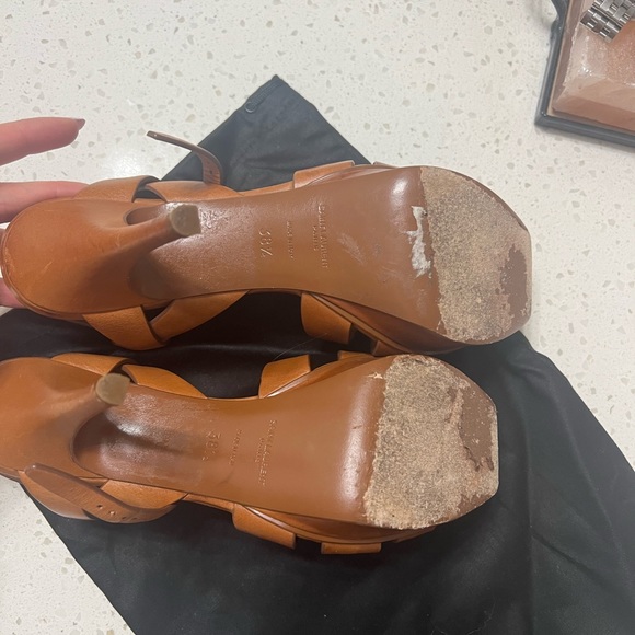 YSL Tribute Leather 105mm Platform Sandals - Picture 4 of 11